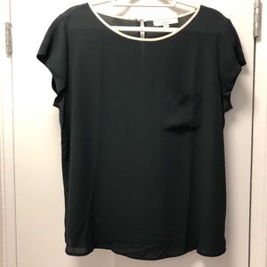 LOFT Black Tee Blouse with Pocket
